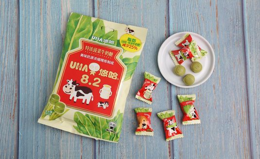 UHA悠哈菠菜牛奶糖新品上市，同比減脂25%