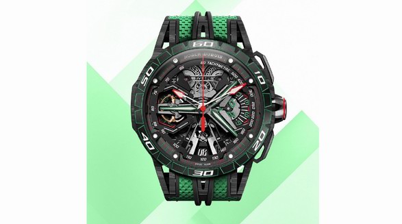 羅杰杜彼RogerDubuis王者競(jìng)速系列飛返計(jì)時(shí)碼表  致敬蘭博基尼VERDE MANTIS燃擎綠