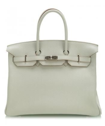 Hermes 愛馬仕 限量現(xiàn)貨珍珠灰色銀扣Birkin 35CM手提袋