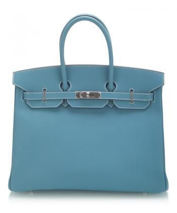 Hermes 愛馬仕 限量現(xiàn)貨牛仔藍色牛皮銀扣Birkin 35CM手提袋 ￥118000.00 